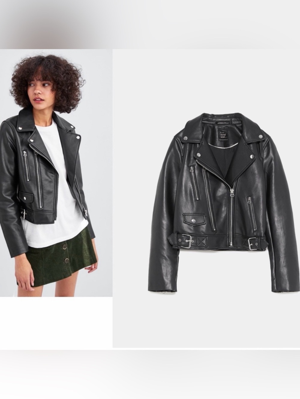Zara Black Faux Leather Moto Jacket